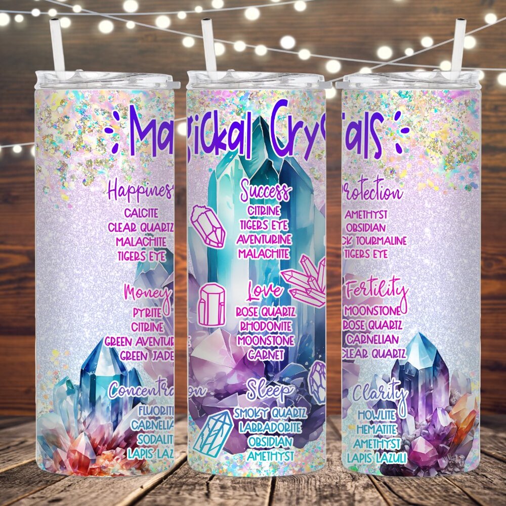 Magikal crystals metal insulated tumbler